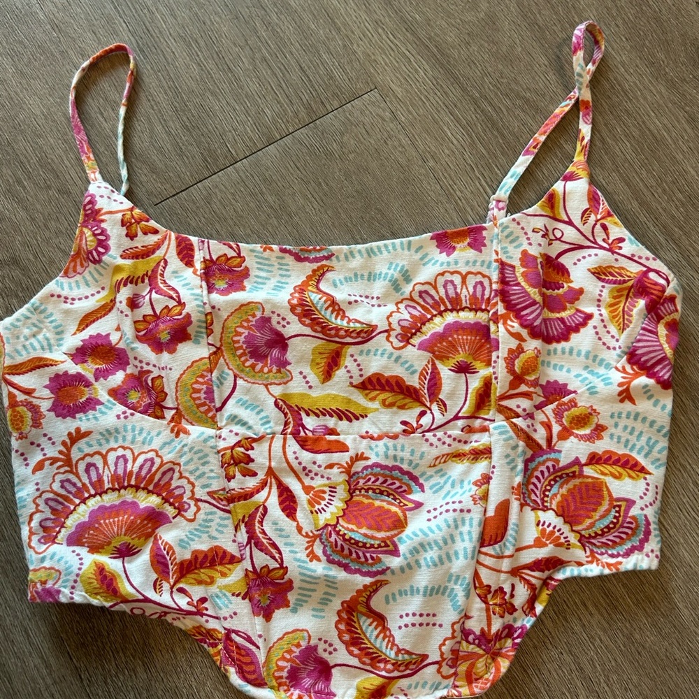 Floral Patterned Spaghetti Strap Top